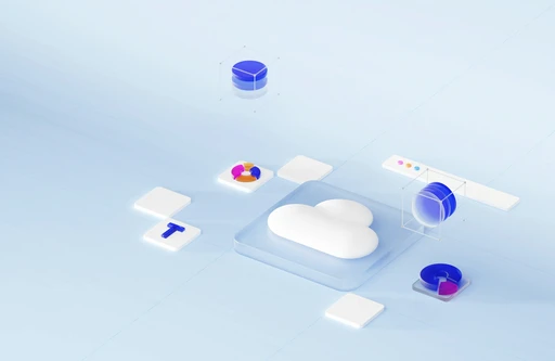 Isometric illustration of middleware connecting cloud services