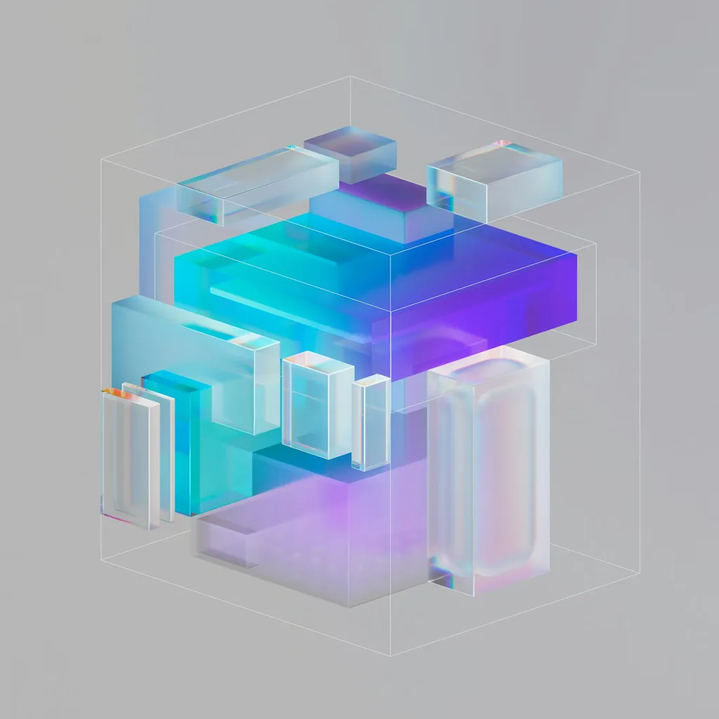 Abstract 3D glass architecture composition